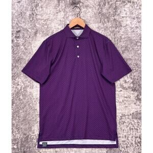 Paul Stuart Polo Shirt Small Mens Blue Polka Dot Performance Golf